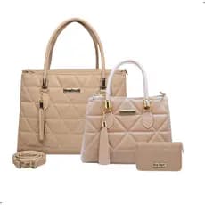 Kit 3 Bolsas Grande Pequena e Carteira Dubai Feminina Transversal Shopbag