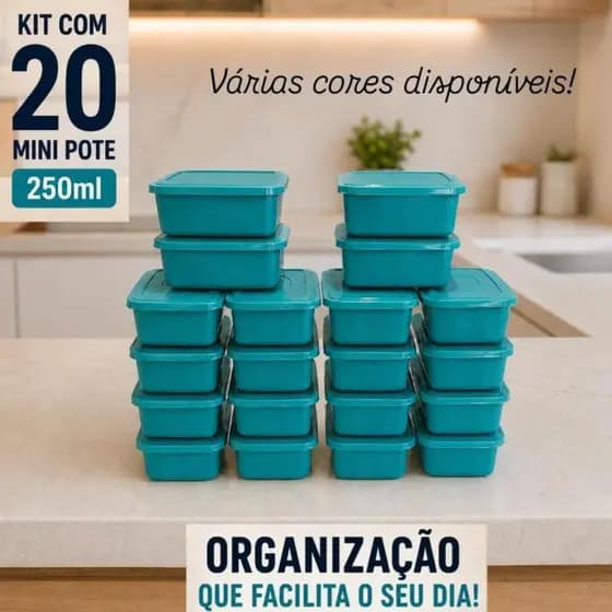 Kit 20 pote mini 250ml plástico colorido pote pequeno pequenas porções ou pequenos objetos