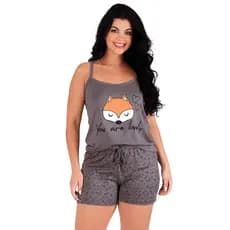 Baby Doll Feminino Pijama Verão Confortável Short Doll Curto Mapolla Intense Toque Suave Suede Alça