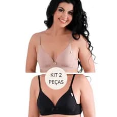 KIT 2 Sutiã Bojo Basico Sortido Soft Sem Aro Confortável Poliamida Alça Regulável Premium