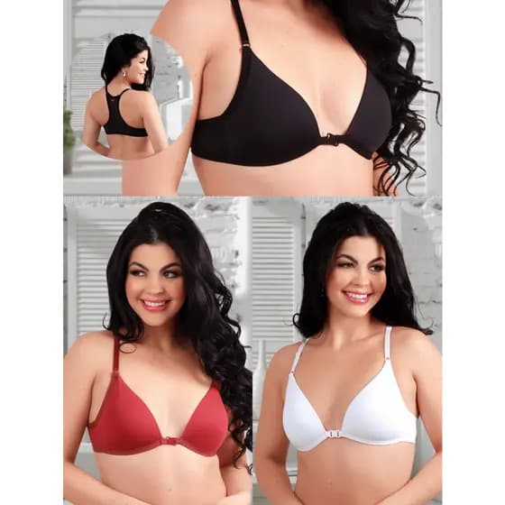 Kit Sutiã Com Bojo Soft Nadador Poliamida Sem Aro Alça Regulável Fecho Frontal Talita