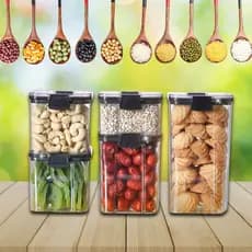 Kit Pote Hermético com Tampa para Cozinha Mantimentos Organização Top