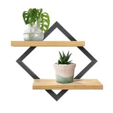 Prateleira Quadro Decorativa Dupla Nicho Quarto Sala Bordas Mdf com Moldura