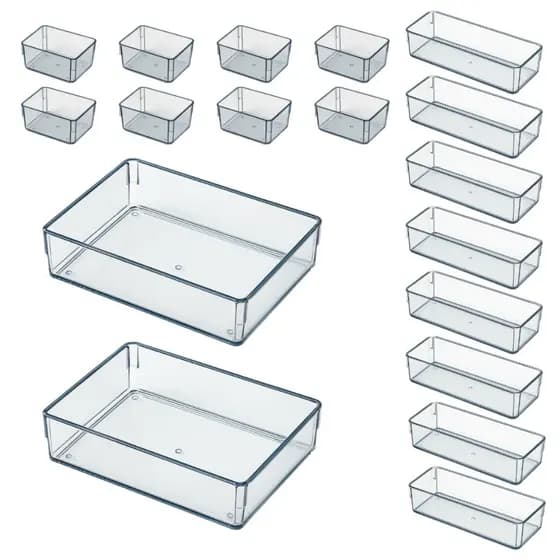 Kit Organizadores Multiuso para Gavetas Geladeiras e Armarios Modular Acrilico Cristal