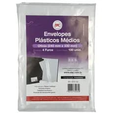Envelope Saco Plástico Oficio Espessura Média Para Pasta 4 Furos 0.10 Pacote Com 100 Unidades