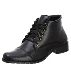 Bota Feminina Casual Cano Curto Macia Basica Fechamento Cadarço Solado Borracha