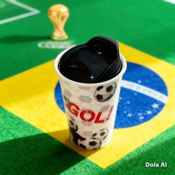 Copo Caneca Copa De Cerâmica Com Tampa Grande Futebol Cinza Brasil 420ml