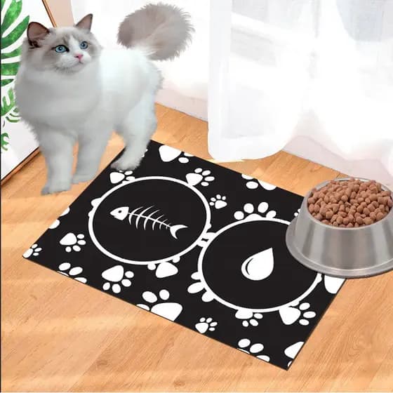 Tapete Pet para Gato e Cachorro Comedouro Antiderrapante