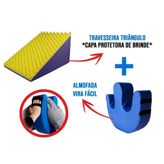 Kit auxilio acamados travesseiro triangular + giro facil