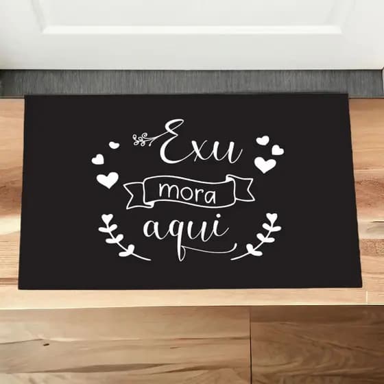 Tapete para porta de entrada - Exu mora aqui