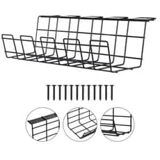 Organizador Suporte Bandeja de Fios Cabos Régua Carregador para Mesa de Escritório em Metal 43cm
