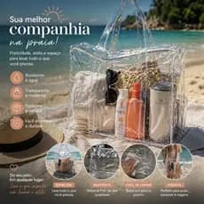 Bolsa Plástica Sacola Transparente com Zíper Visível Tam G Presidio Praia Maternidade Show Reforçado Cristal