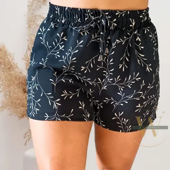 Shorts Feminino Com Bolsos Leve e Confortável Moda Tendência