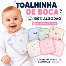 Toalhinha Pano de Boca Fraldinha Bebê 100% Algodão Extra Macia Menino Menina Recem Nascido Enxoval