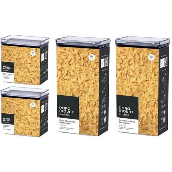 Kit de Potes Herméticos Paramount: Organize com Estilo - 2x2600ml  2x1300ml