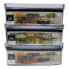 Kit 3 Potes Herméticos Porta Frios 770 ml Paramount Empilhável Conserva Alimentos Vedação Super Prático