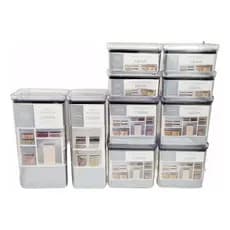 Kit 10 Potes Herméticos Paramount Tamanhos Diversos Organiza Despensa 580 ml 1300 ml 2200 ml 2600 ml