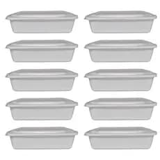 Kit 10 Marmitas Delivery Congelamento Plástica Com Tampa Branca R61 - 1500 ml Tipo Spoletto Microondas