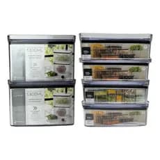 Kit 6 Potes Herméticos Paramount 2 x 1800ml 4 x 770 ml Cesto Drenagem Folhas e Frutas e Porta Frios
