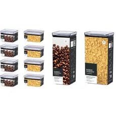 Kit 10 Potes Herméticos Diversos 2.6L 2.2L 580ml 480ml Paramount Plásticos Quadrados e Retangulares