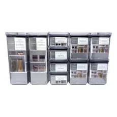 Kit 10 Potes Herméticos Quadrados Tradicional 2x2200 ml 4x1000ml 4x480ml Empilháveis Organização