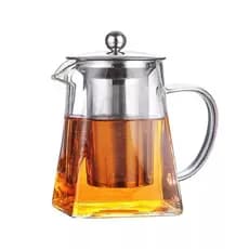 Chaleira de Vidro C/ Infusor 950ml  Pode ir ao Fogo formato Redondo e Quadrado