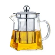 Chaleira de Vidro C/ Infusor 750ml Pode ir ao Fogo Redondo e Quadrado