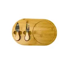 Kit Conjunto de Petisqueira de Bambu Tábua De Queijo e Frios Espátulas Com Jogo de 3 Peças Oval