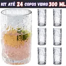 Kit até 24 Copos De Vidro Reforçado Grosso 300ml Para Suco Água Refrigerante Sofisticado