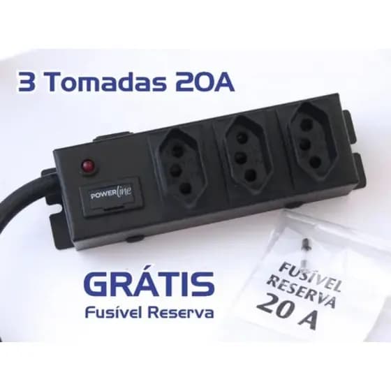 Filtro de Linha 3T Profissional 20 Amperes Gabinete Ferro Led - Fusível Grátis