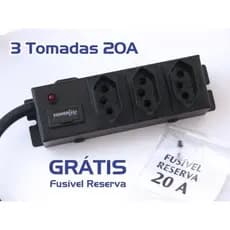 Filtro de Linha 3T Profissional 20 Amperes Gabinete Ferro Led - Fusível Grátis