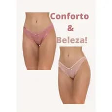 Calcinha Conforto Tanga De Renda Fio Duplo Poliamida Toda Rendada Com Babadinho