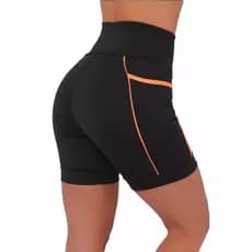 Short Academia Cós Alto Com Bolso Corrida Academia Ciclismo