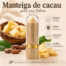Manteiga de Cacau Hidratante Sombra Flor - Protetor Labial Nutritivo - Lábios Macios