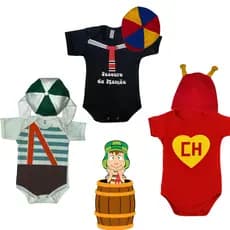 fantasia bebe 100% algodão mesversario kiko  chaves /kit com 2/Body temáticos/ kiko tesouro/fantasia