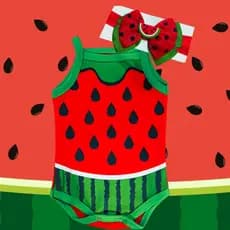KIT BEBE MENINA TEMATICO FRUTA MELANCIA 100% ALGODAO/ BODY BEBE VERÃO/BODY FRUTINHA
