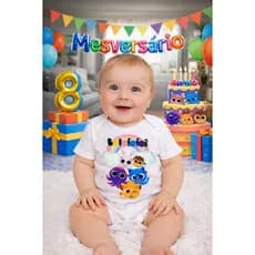 BODY UNISSEX BOLOFOFOS PINGO E BLUY MESVERSARIO TEMATICO/MODA BEBE/MESVERSARIO BEBE DESENHOS BEBE