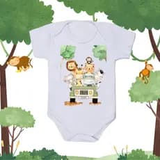 BODY BEBE 100% ALGODAO TEMATICOS MESVERSARIOS ARCA DE NOE FRUTINHAS FRASES TEMATICAS BOIDEIRA