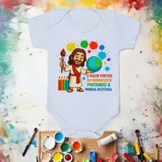 Body bebe menina e menino  100% ALGODÂO tematico mesversario o maior pintor do mundo/seja forte e corajoso