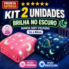 2 Unidades Manta Brilha No Escuro Para Bebê Infantil Felpudo 1m x 80cm