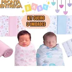 Kit 3 Cueiro Flanelado Estampado 50 x 80 Infantil Enxoval Bebê Menino Menina Rosa E Azul