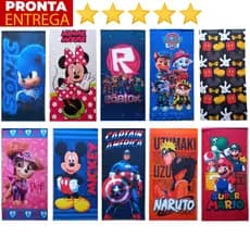 Toalha De Banho e Praia Infantil Gigante Estampada De Algodão