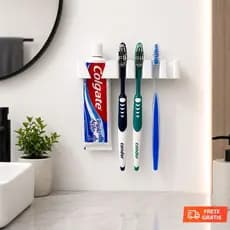 Suporte de Escova de Dente e Pasta organizador de Parede para Banheiro Porta escova