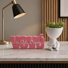 Decoração Letreiro Vovó Te amo com vaso bob moderno decorativo para Casa, Sala e Quarto Escritorio