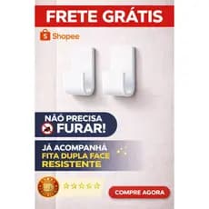kit 2 Gancho Adesivo Extra Forte Sem Furo Suporte cabide de Parede Alta Fixação Preto/Branco