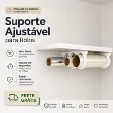 Suporte Papel Filme PVC Papel Manteiga Papel aluminio Ajustável Organizador de Rolos para Armário Cozinha