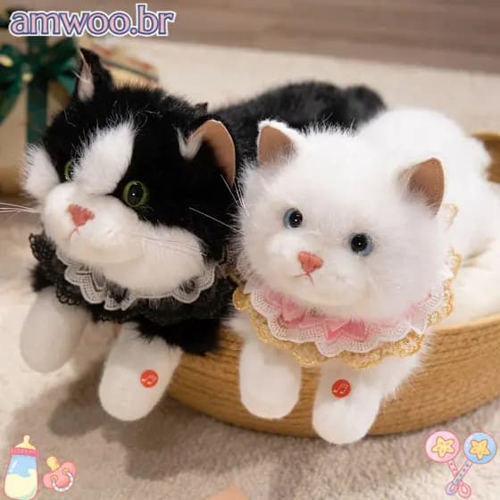 Boneca De Gato Realista AMWOO , Brinquedos De Pelúcia De Simulação De Voz Macia , Decoração De Casa De Animal Fofo E