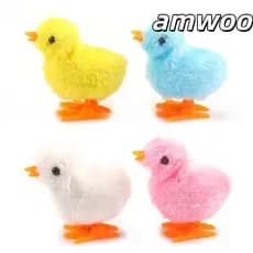 AMWOO Pintinho De Corrida De Páscoa , Amarelo Azul Branco Rosa Saltando , Brinquedo De Animais De Pelúcia De Plástico
