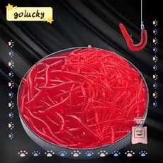GOLUCKY 20Pcs-100Pcs Simulação Isca De Minhoca , Minhocas Vermelhas De Borracha Forte Macia De Equipamento Reutilizável
