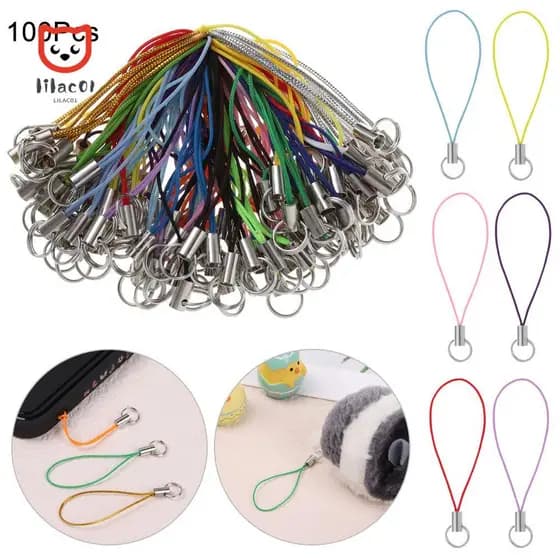 LILACUVOE 100Pcs Cellphone Charm Cords Handmade DIY Materials Lanyard Phone Ring Strap